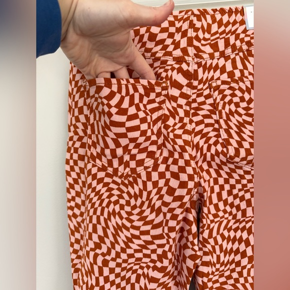 NWT Tinseltown orange plaid hi rise flare pants size 9/29 - Picture 7 of 8